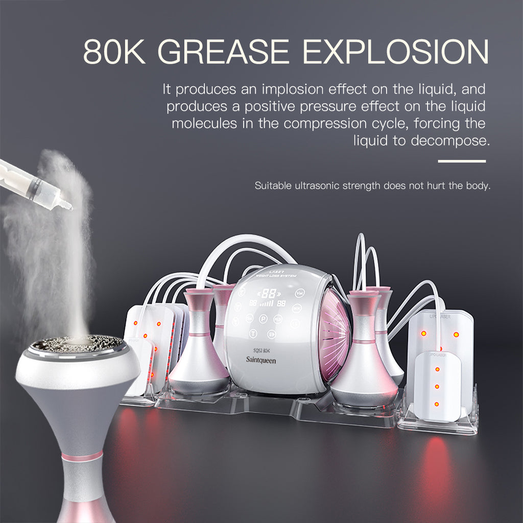 SQ52 Pro 6in1 80K 캐비테이션 복합 뷰티 기기 | RF · 흡입 마사지 · 레이저 패드