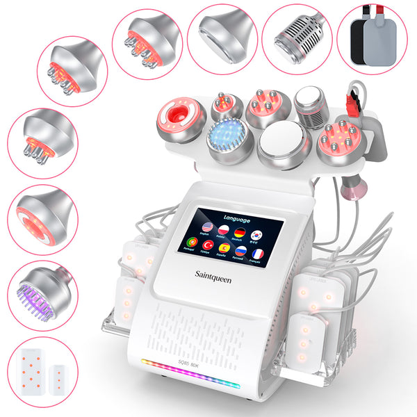 SQ85D Plus 9in1 80K 캐비테이션 복합 뷰티 기기 | RF · 흡입 마사지 · EMS · 레이저 패드 · 쿨링