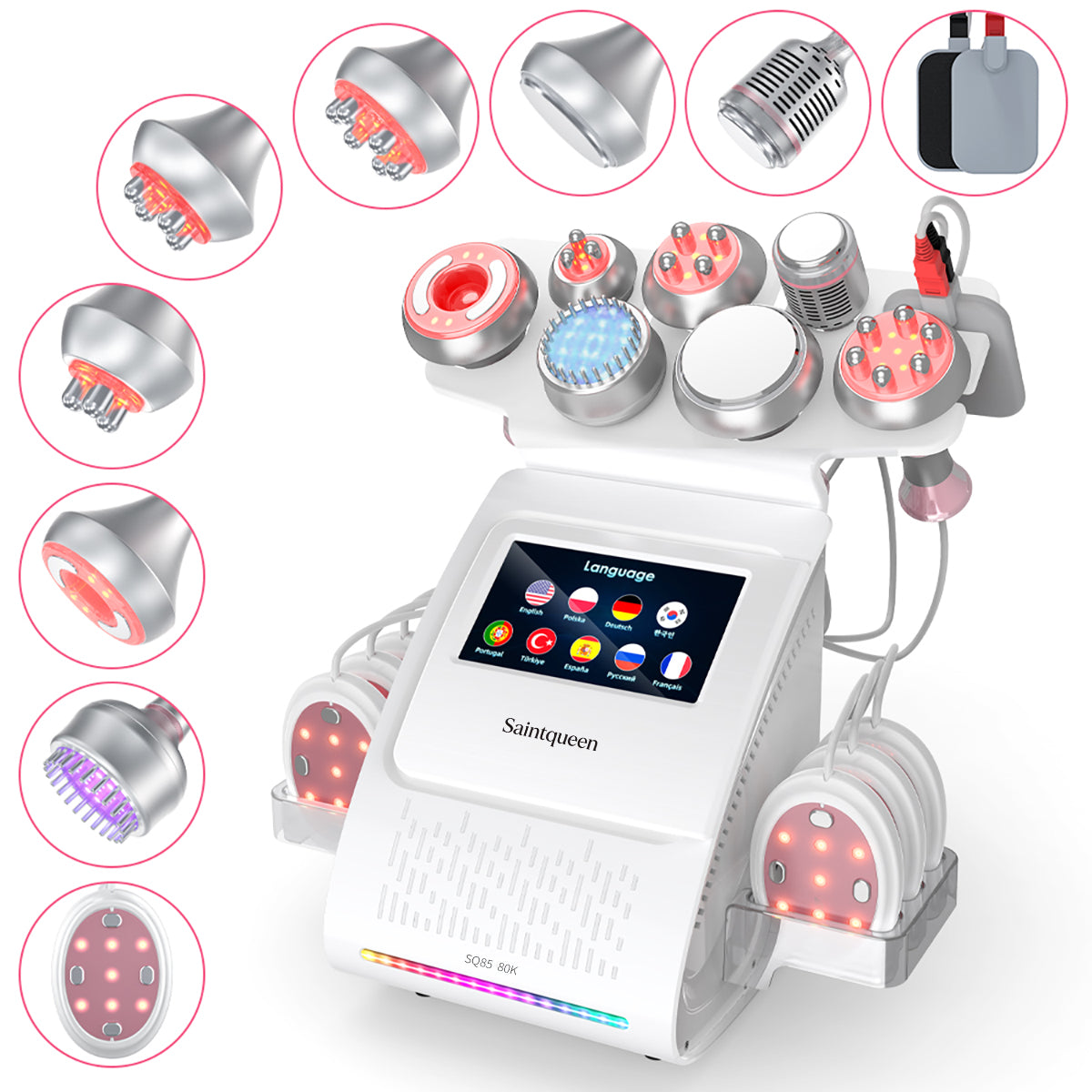 SQ85E Plus 9in1 80K 캐비테이션 복합 뷰티 기기 | RF · EMS · 레이저 패드 메인 이미지