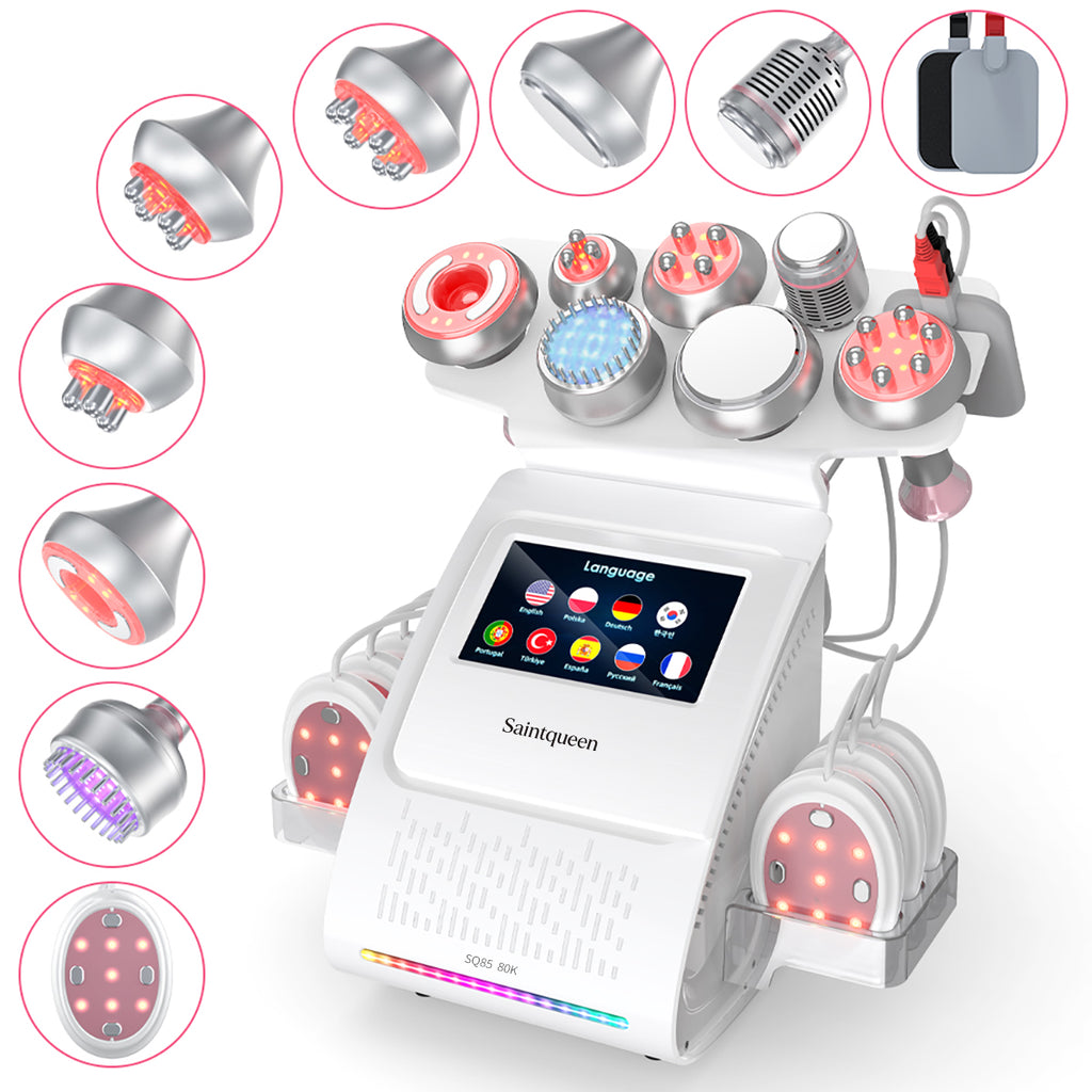 SQ85E Plus 9in1 80K 캐비테이션 복합 뷰티 기기 | RF · EMS · 레이저 패드