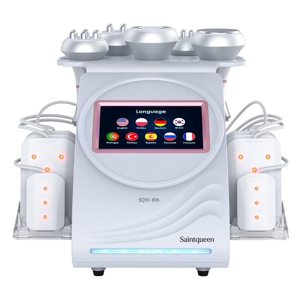 SQ90C Pro 6in1 80K 캐비테이션 복합 뷰티 기기 | RF · 흡입 마사지 · 레이저 패드