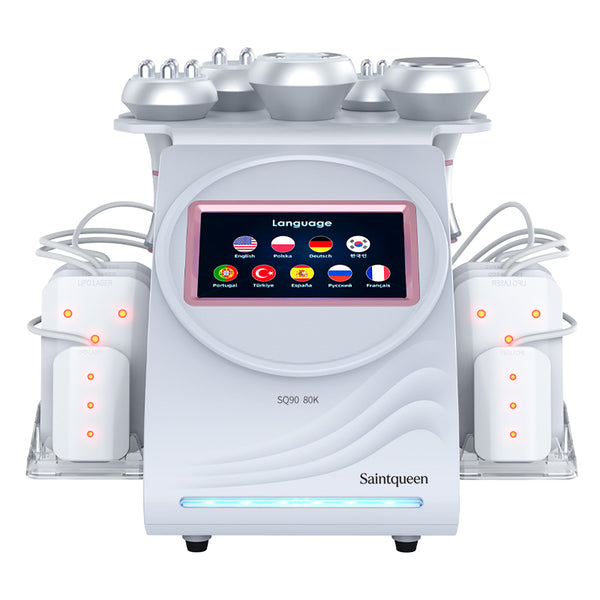 SQ90C Pro 6in1 80K 캐비테이션 복합 뷰티 기기 | RF · 흡입 마사지 · 레이저 패드