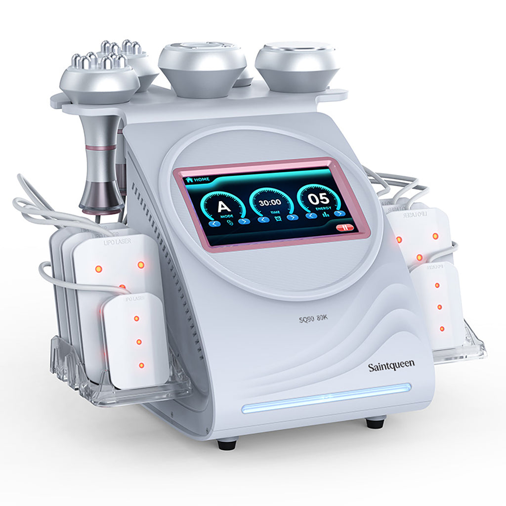 SQ90C Pro 6in1 80K 캐비테이션 복합 뷰티 기기 | RF · 흡입 마사지 · 레이저 패드