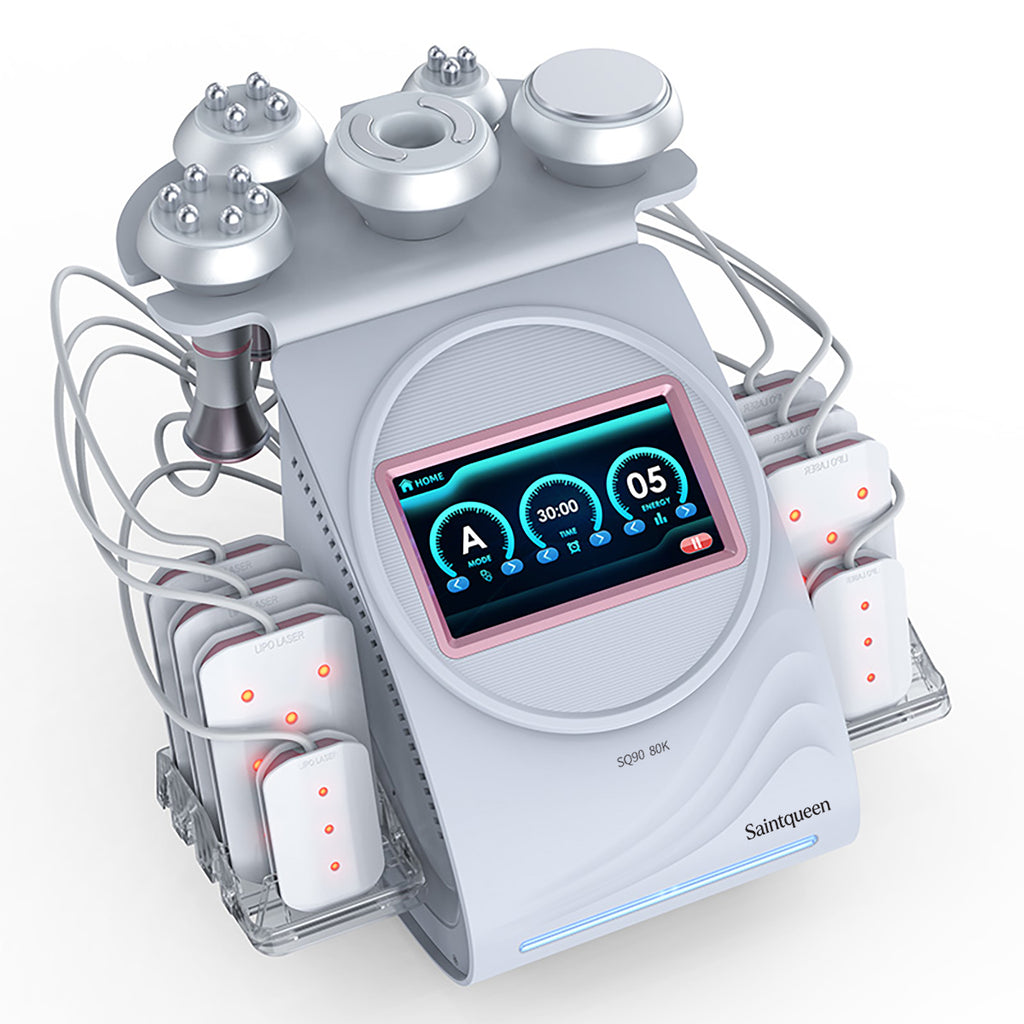 SQ90C Pro 6in1 80K 캐비테이션 복합 뷰티 기기 | RF · 흡입 마사지 · 레이저 패드