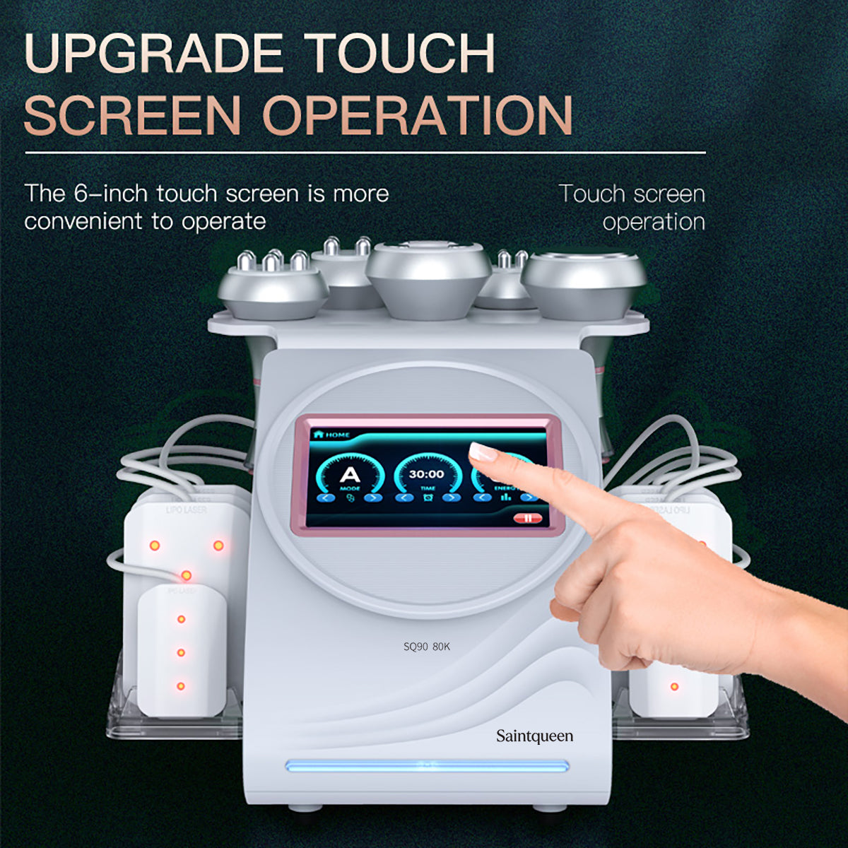 SQ90C Pro 6in1 80K 캐비테이션 복합 뷰티 기기 | RF · 흡입 마사지 · 레이저 패드