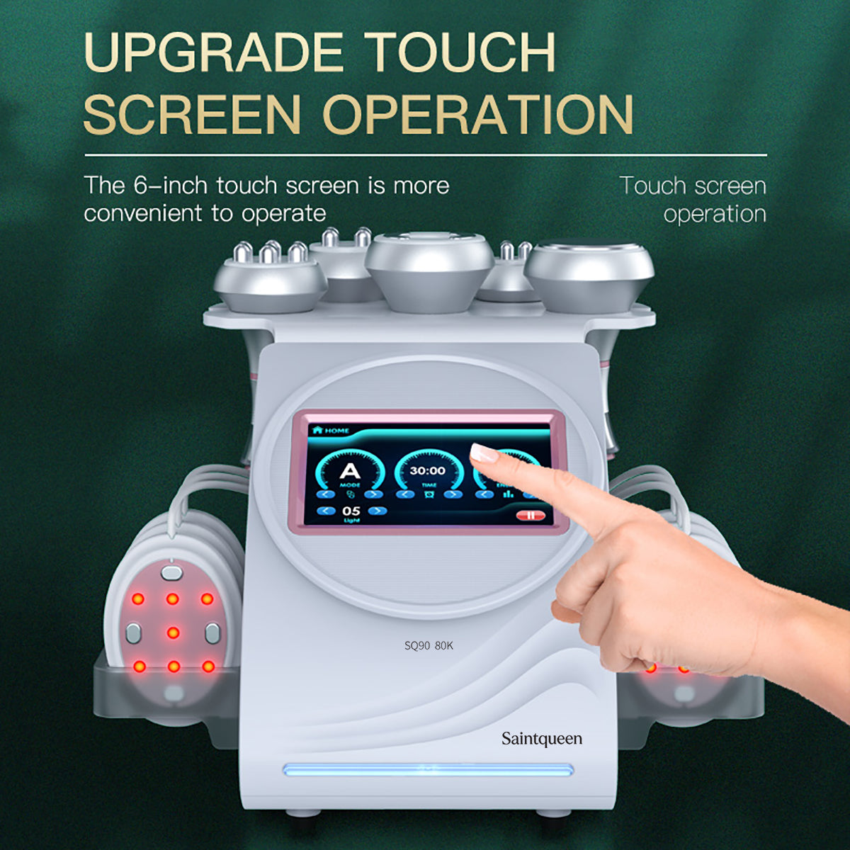 SQ90B Pro 6in1 80K 캐비테이션 복합 뷰티 기기 | RF · 흡입 마사지 · EMS · 레이저 패드