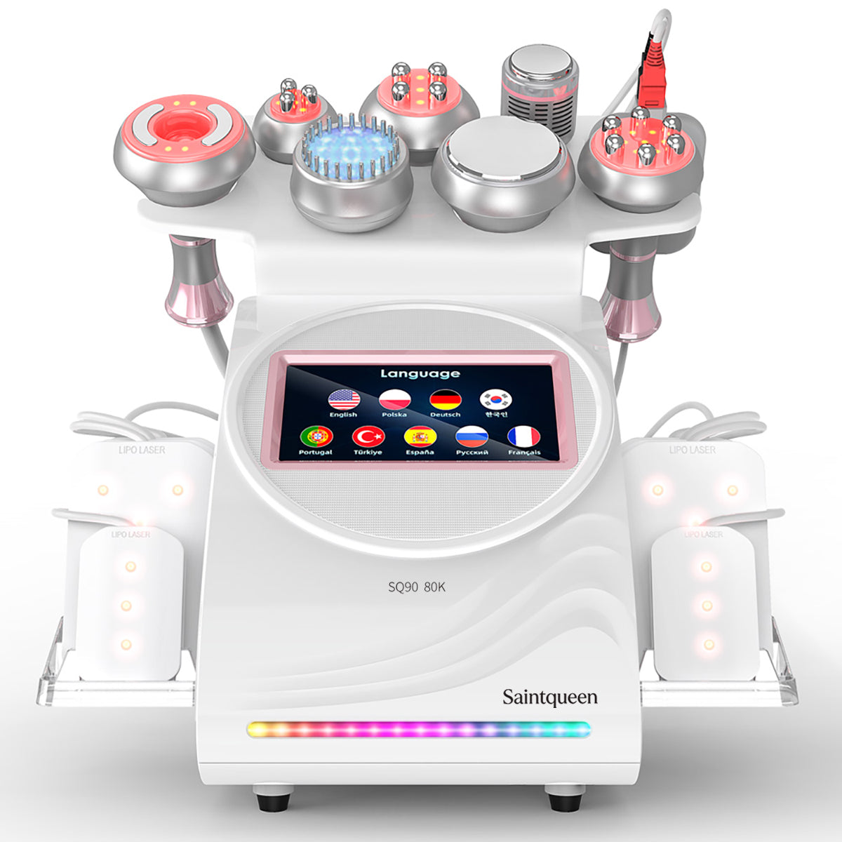 SQ90D Plus 9in1 80K 캐비테이션 복합 뷰티 기기 | RF · 흡입 마사지 · EMS · 레이저 패드 · 쿨링