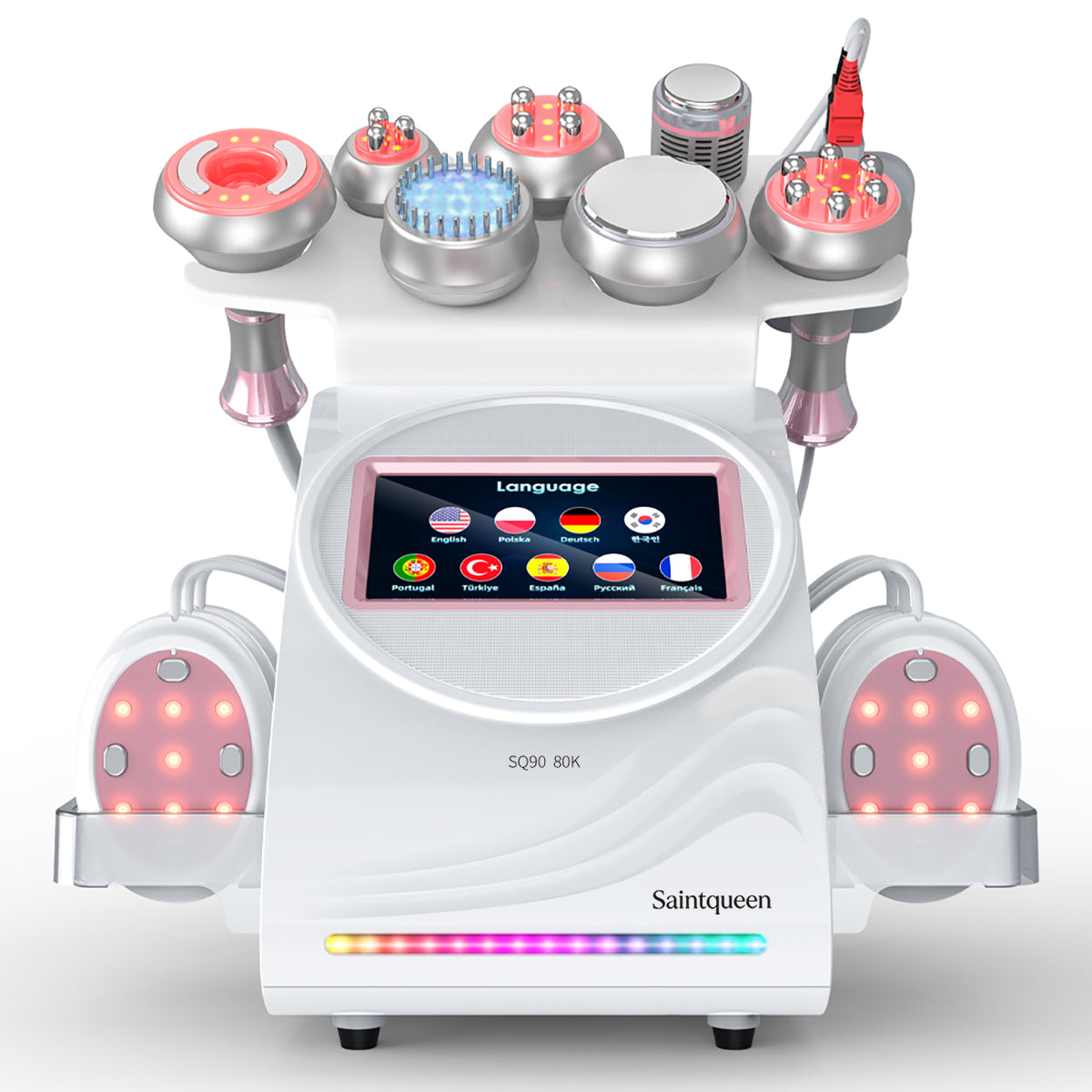 SQ90E Plus 9in1 80K 캐비테이션 복합 뷰티 기기 | RF · 흡입 마사지 · EMS · 레이저 패드 · 쿨링