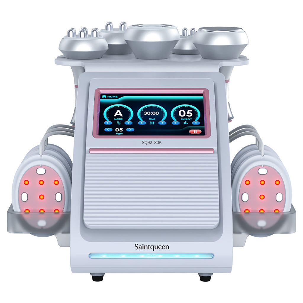 SQ92B Pro 6in1 80K 캐비테이션 복합 뷰티 기기 | RF · 흡입 마사지 · EMS · 레이저 패드