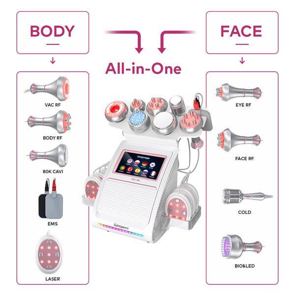 SQ92E Plus 9in1 80K 캐비테이션 복합 뷰티 기기 | RF · EMS · 쿨링