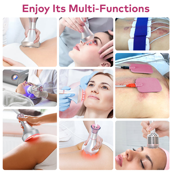 SQ121C Plus 9in1 80K 캐비테이션 복합 뷰티 기기 | RF · 흡입 마사지 · EMS · 레이저 패드 · 쿨링