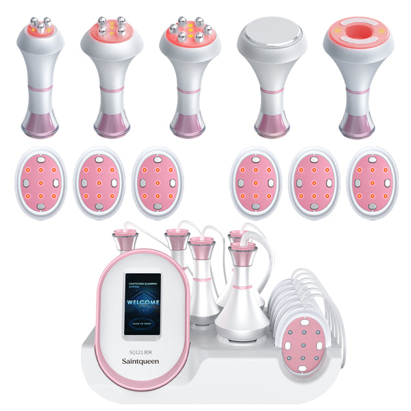 SQ121B Pro 6in1 80K 캐비테이션 복합 뷰티 기기 | RF · 흡입 마사지 · EMS · 레이저 패드