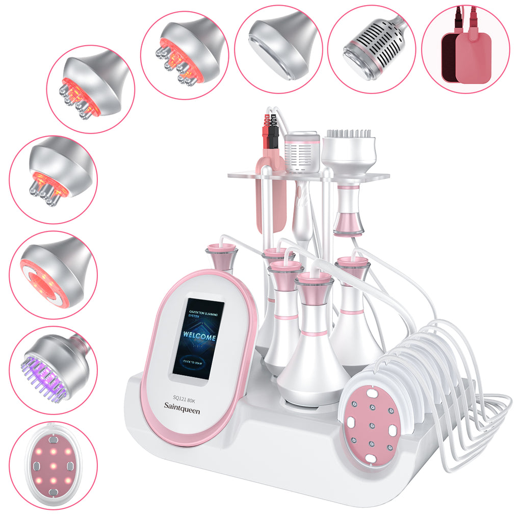 SQ121D Plus 9in1 80K 캐비테이션 복합 뷰티 기기 | RF · 흡입 마사지 · EMS