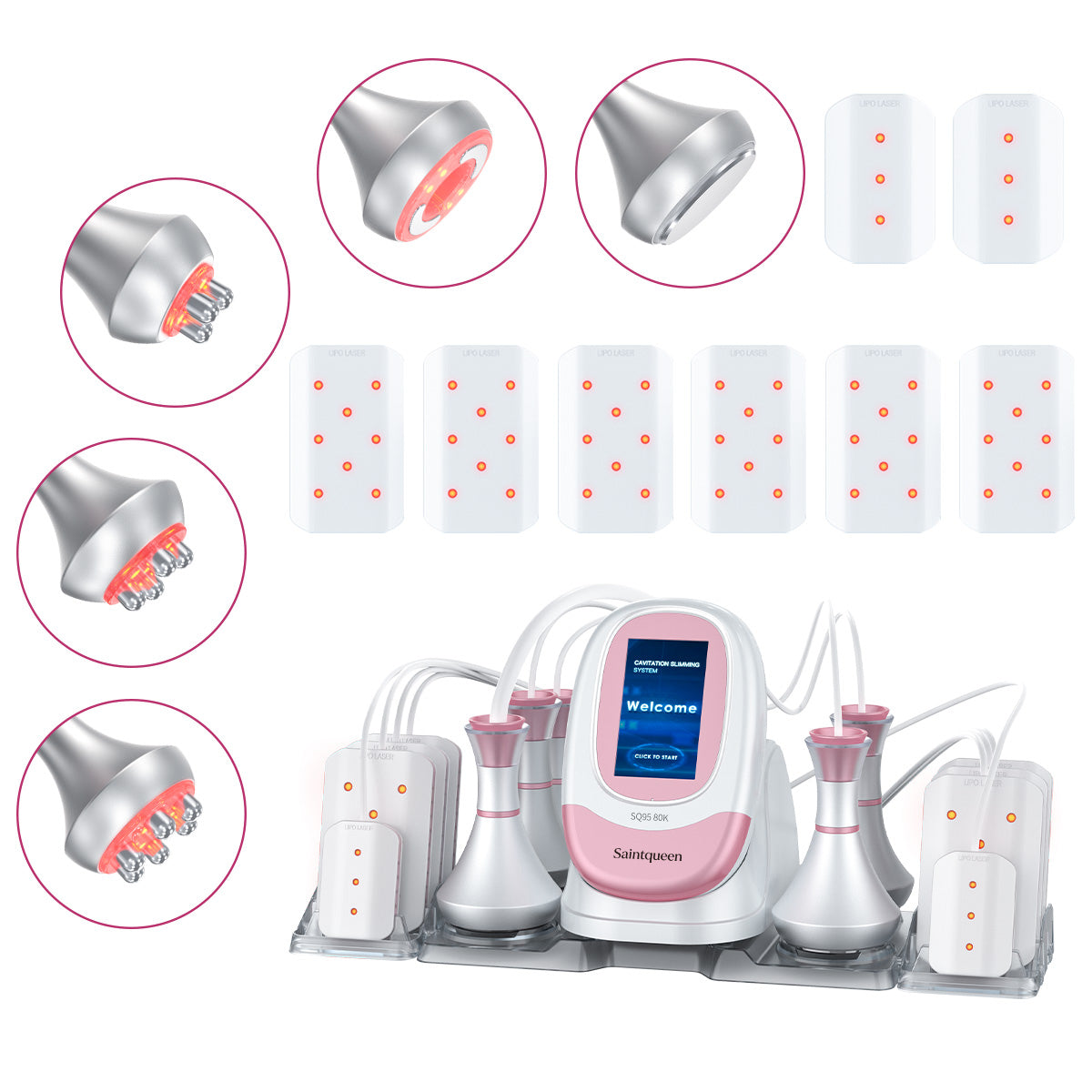 SQ95C Pro 6in1 80K 캐비테이션 복합 뷰티 기기 | RF · 흡입 마사지 · 레이저 패드